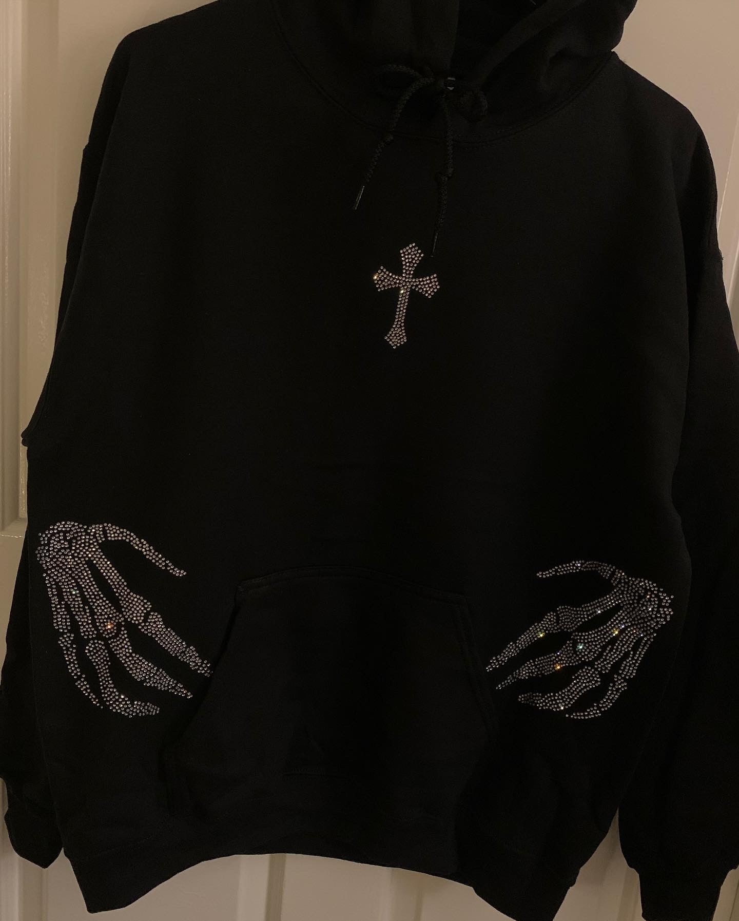 Black Rhinestones Skeleton Hoodie